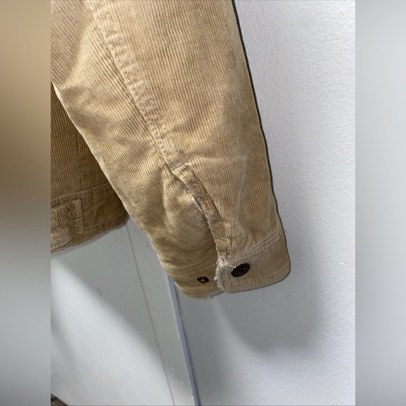 GUESS Jeans Sherpa Trimmed Corduroy Trucker Jacket Brown Size Large men’s - Picture 8 of 9